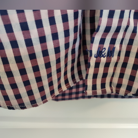 Johnston & Murphy Men's Purple White Plaid Button down Shirt Size M - Picture 9 of 11